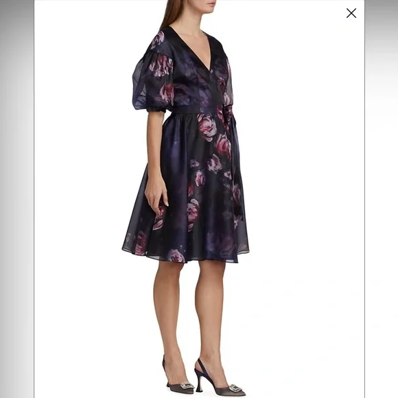 NWT Marchesa Notte Floral Cocktail Wrap Dress - Picture 3 of 16